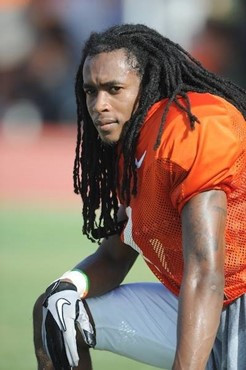 University of Miami Hurricanes players Travis Benjamin #3 at Greentree practice fields training for the upcoming 2010 season. The practice was open...
