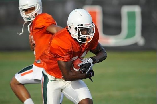 University of Miami Hurricanes players at Cobb Stadium training for the upcoming 2010 season. The practice was open for Season ticket holders and...