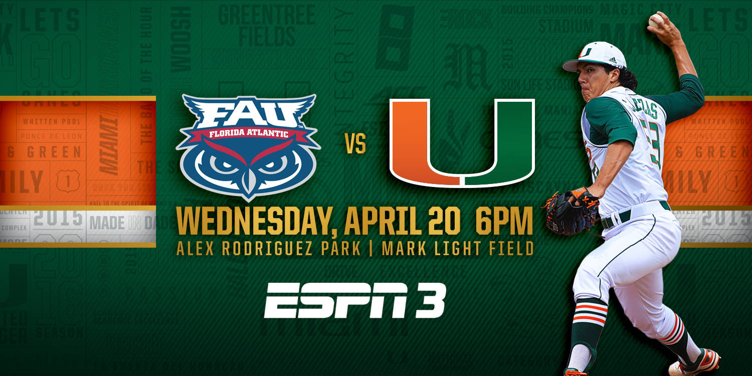 #1 Miami Opens Eight-Game Homestand vs. #21 FAU