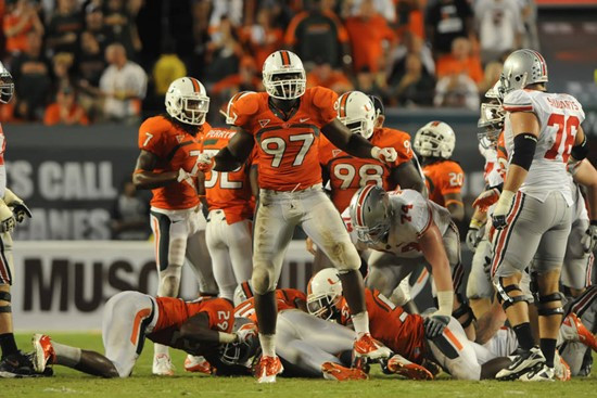 2011 Miami Hurricanes Football vs Ohio State Adewale Ojomo