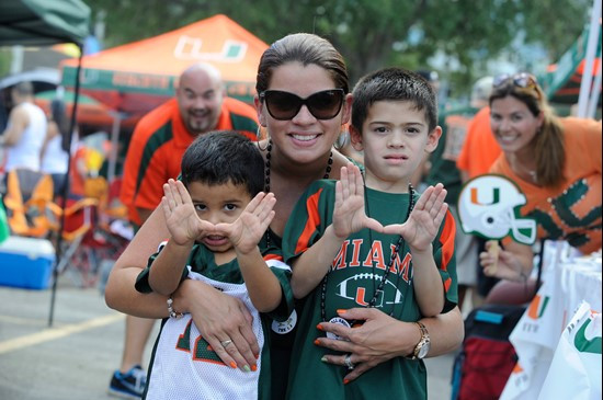 University of Miami Hurricane Fans tailgate at SunLife Stadium before a game against the North Carolina State Wolfpack at Sun Life Stadium on...