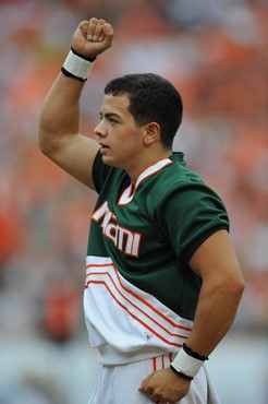University of Miami Hurricane cheerleaders lead the fans to cheer for the Canes in a game against the University of Central Florida Knights at Dolphin...