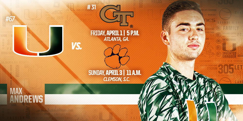 No. 67 UM to Take On Georgia Tech & Clemson