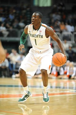 University of Miami Hurricanes guard,, Durand Scott, #1, plays host to 2010 NCAA Final Four participant West Virginia at the BankUnited Center on...