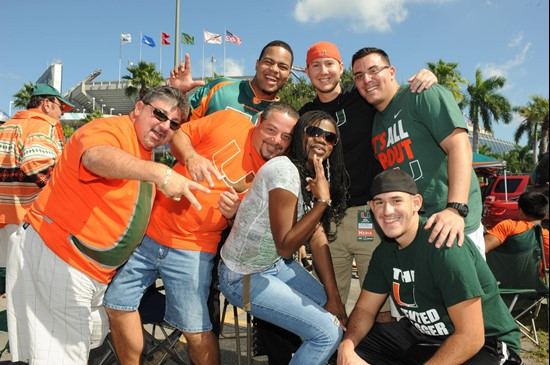 University of Miami Hurricane Fans tailgate at SunLife Stadium before a game against the Duke Blue Devils at Sun Life Stadium on November 5, 2011. ...