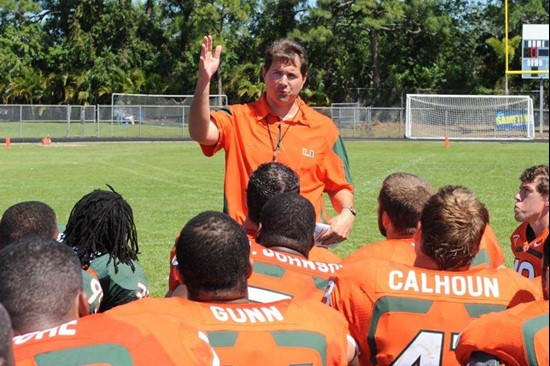 Head coach Al Golden - 2011 Miami Hurricanes Spring Football @ Spanish River High School