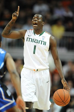 University of Miami Hurricanes guard, Durand Scott, #1, and the Canes play host to the Duke Blue Devils at the BankUnited Center on February 13, 2011....