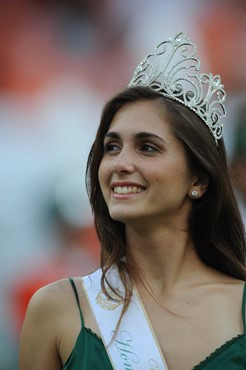 University of Miami Homecoming Queen in a game against the Deamon Deacons of Wake Forest at Dolphin Stadium on October 25, 2008.  Photo by Steven...