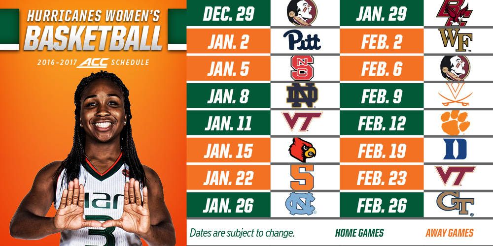 ACC Releases Women's Basketball League Schedule