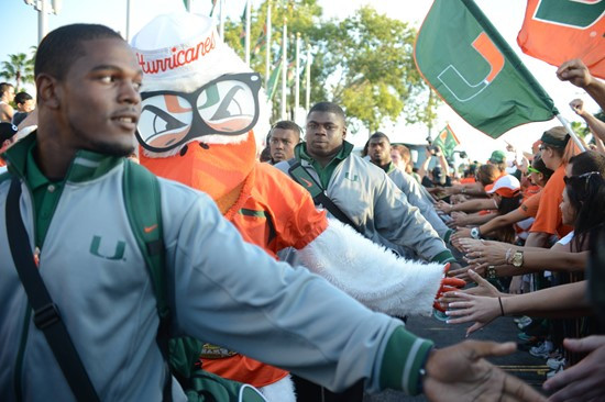 The University of Miami plays against their ACC rival Florida State Seminoles in a game at Sun Life Stadium on October 20, 2012. Photo by Steven...