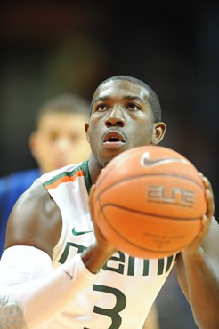 University of Miami Hurricanes guard, Malcolm Grant #3, plays host to the Duke Blue Devils at the BankUnited Center on February 13, 2011. Photo by...