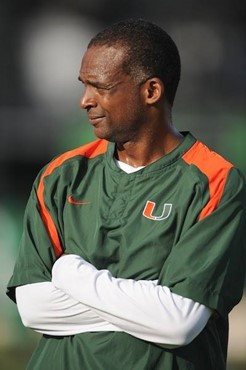 University of Miami Hurricanes coach Randy Shannon at Greentree practice fields training for the upcoming 2010 season. The practice was open for...