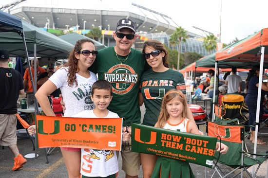 University of Miami Hurricane Fans tailgate at SunLife Stadium before a game against the Virginia Cavaliers at Sun Life Stadium on November 23, 2013. ...