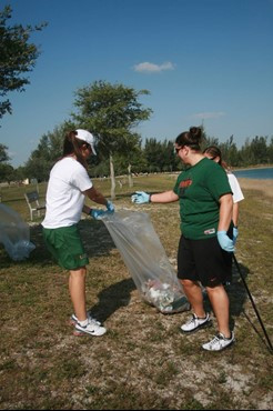 UM Staff, Coaches & Student Athletes volunteer at Amelia Earhart Park Community Service Project.