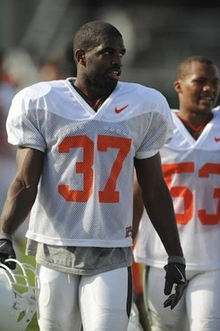 University of Miami Hurricanes players Jared Campell #37 at Greentree practice fields training for the upcoming 2010 season. The practice was open for...
