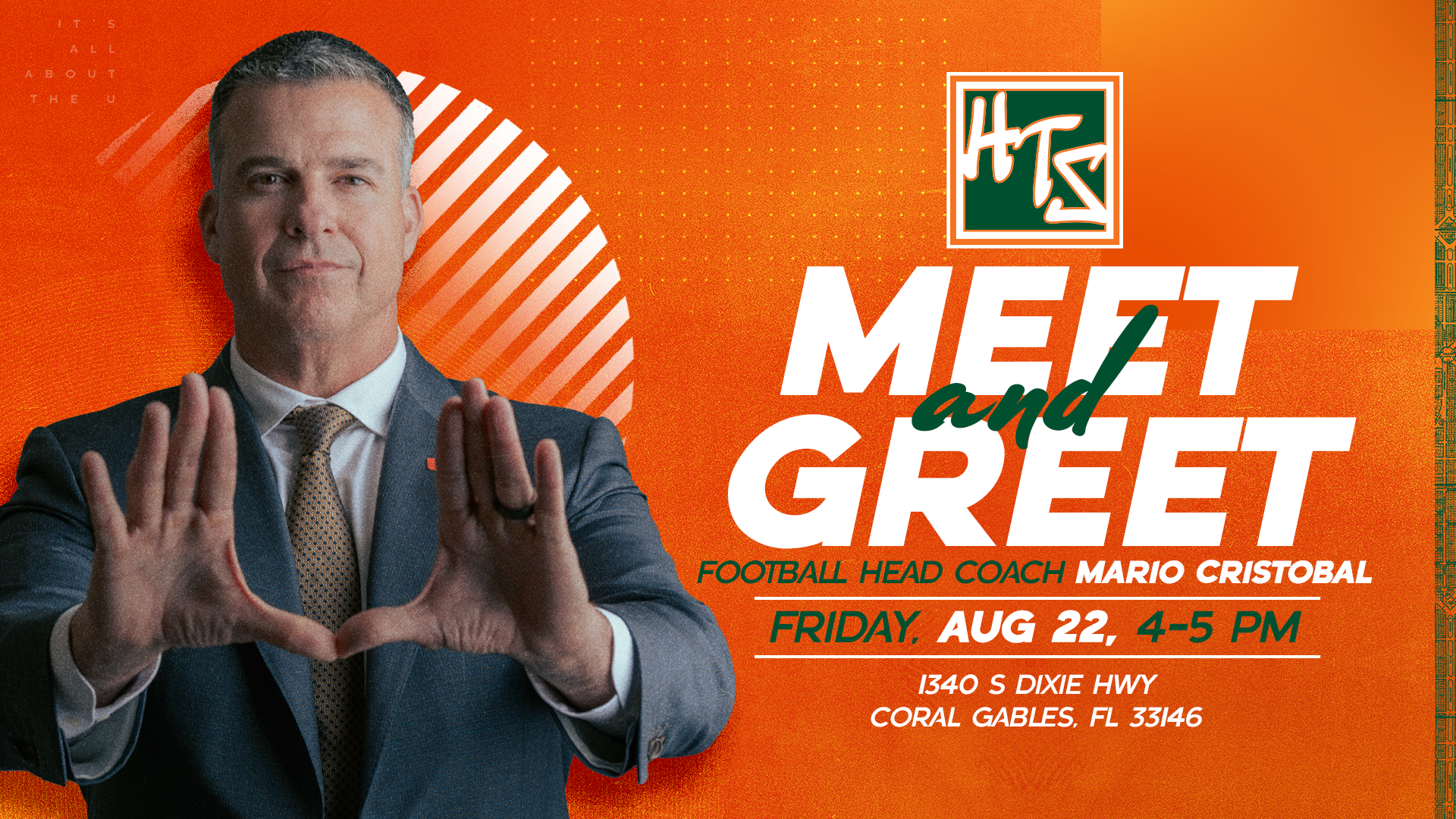 Meet Coach Cristobal at the Hurricanes Team Store!