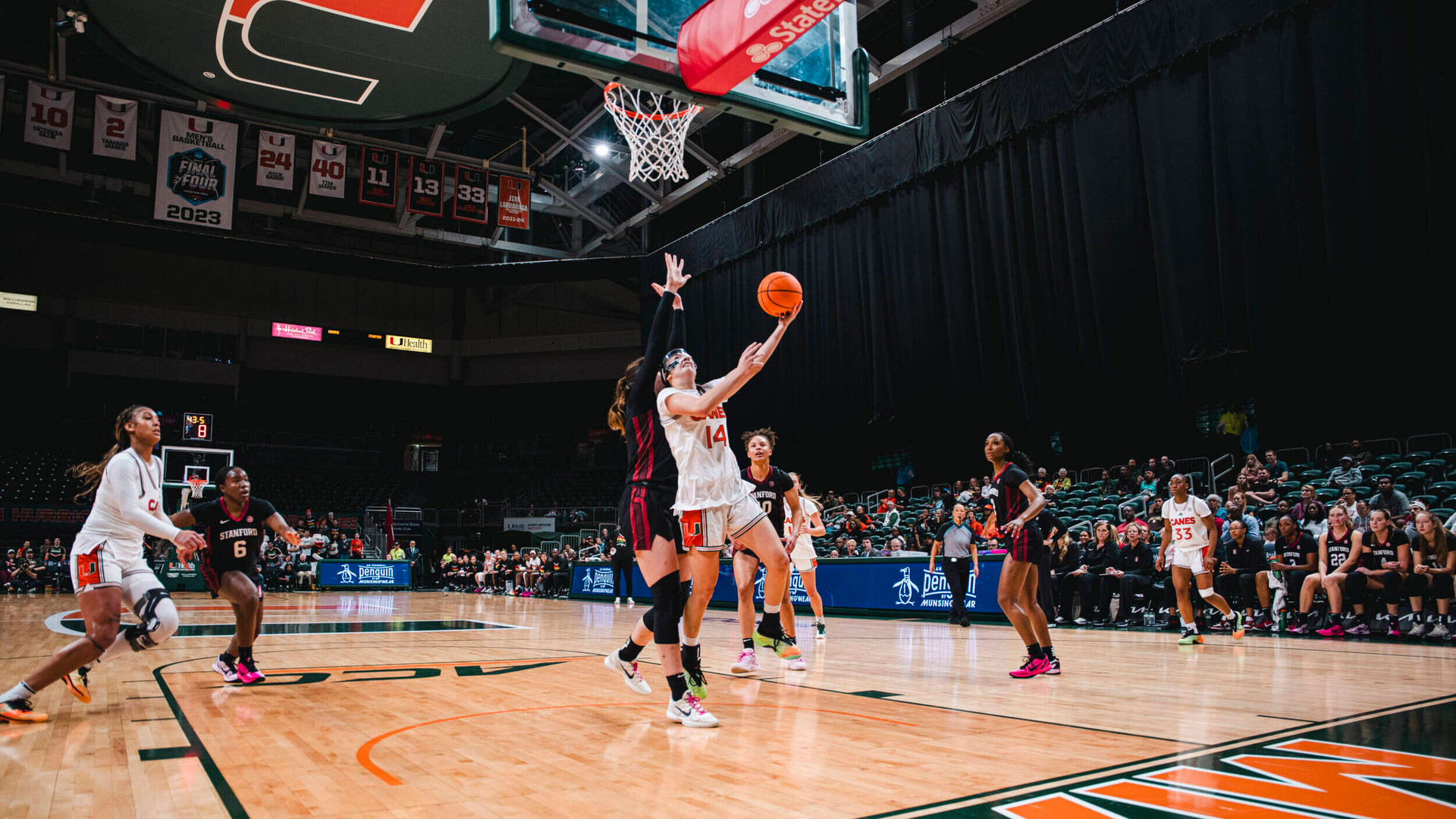 Five Hurricanes Reach Double Figures in 66–51 Victory Over Stanford