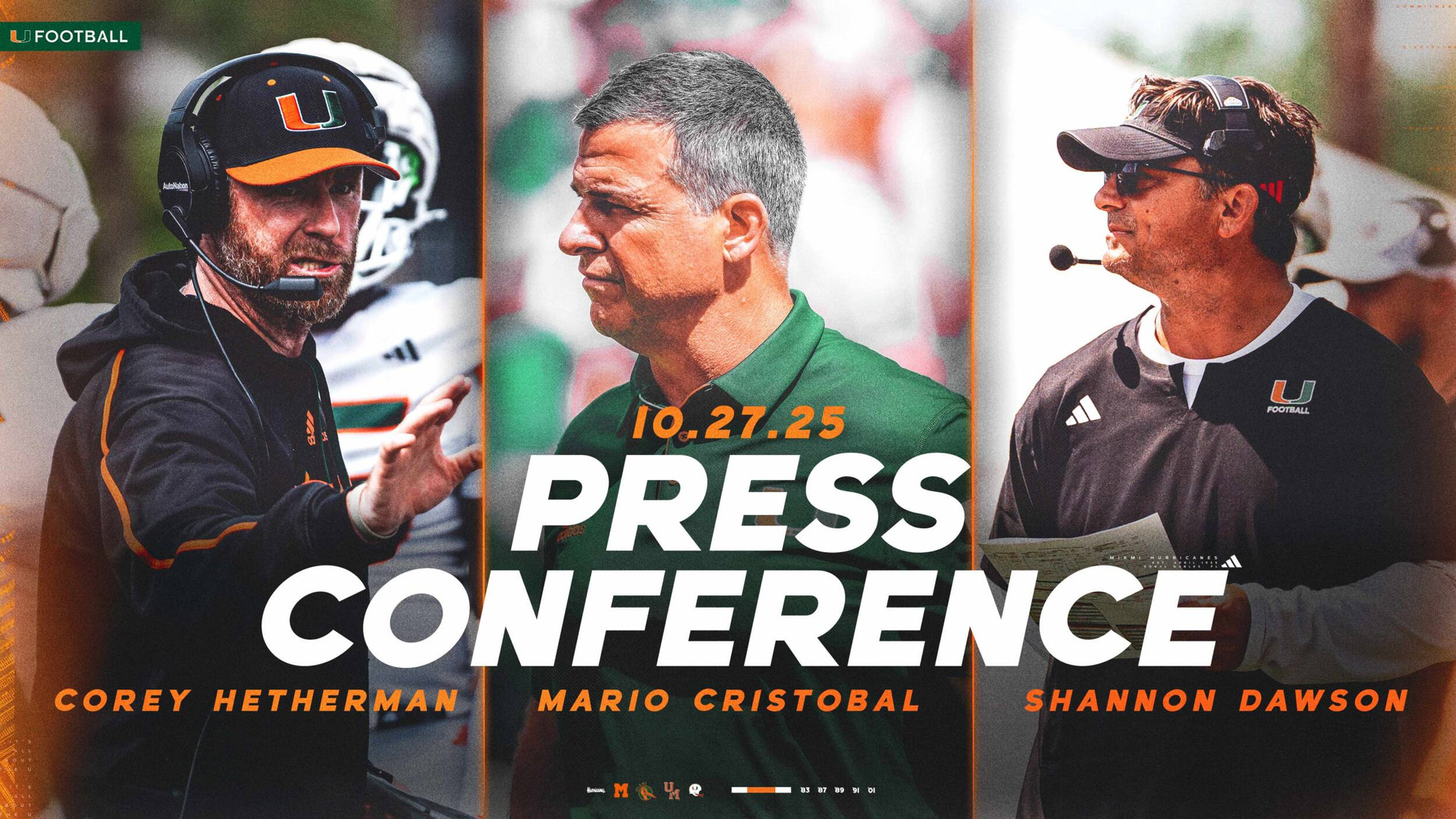 Miami Hurricanes Football Weekly Media Availability | 3:00 PM | 10.27.25