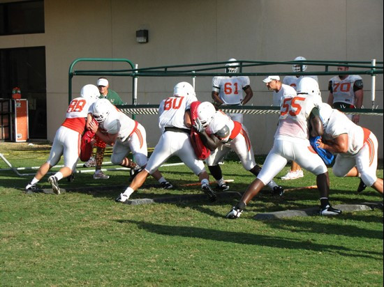 Tight ends and offensive linemen working at practice Tuesday morning at the Greentree Practice Fields.