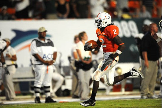 University of Miami Hurricanes running back Graig Cooper #2 rushed 4 times for 22 yards in a game against Charleston Southern University in the Canes...