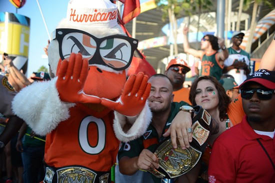 The University of Miami plays against their ACC rival Florida State Seminoles in a game at Sun Life Stadium on October 20, 2012.  Photo by Steven...