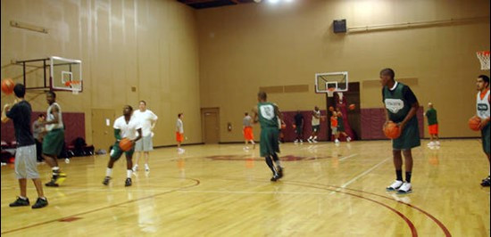 Preparing for South Carolina in the practice gym at Carolina First Arena.