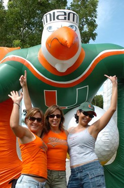 University of Miami Hurricane fans show their team spirit in a game against the Deamon Deacons of Wake Forest at Dolphin Stadium on October 25, 2008. ...