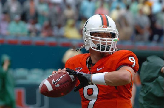 University of Miami Hurricanes quarterback Robert Marve #9 plays in a game against The Florida State Seminoles at Dolphin Stadium on October 4, 2008. ...