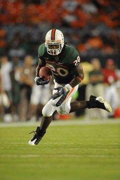 University of Miami Hurricanes running back Damien Berry #20 carries the ball against the Florida A&M Rattlers at Land Shark Stadium on October 10,...