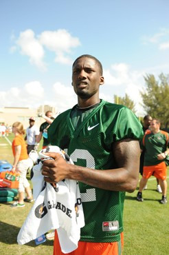 University of Miami quarterback, Jacory Harris #12, in his first spring practice at Greentree Practice fields on March 5, 2011 on the University of...