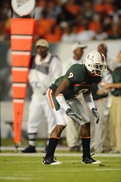 University of Miami Hurricanes Sam Shields #9 plays in a game against the Florida A&M Rattlers at Land Shark Stadium on October 10, 2009.  Photo by...