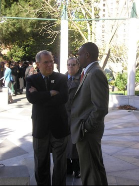 Emerald Bowl Executive Director Gary Cavalli and UM head coach Randy Shannon