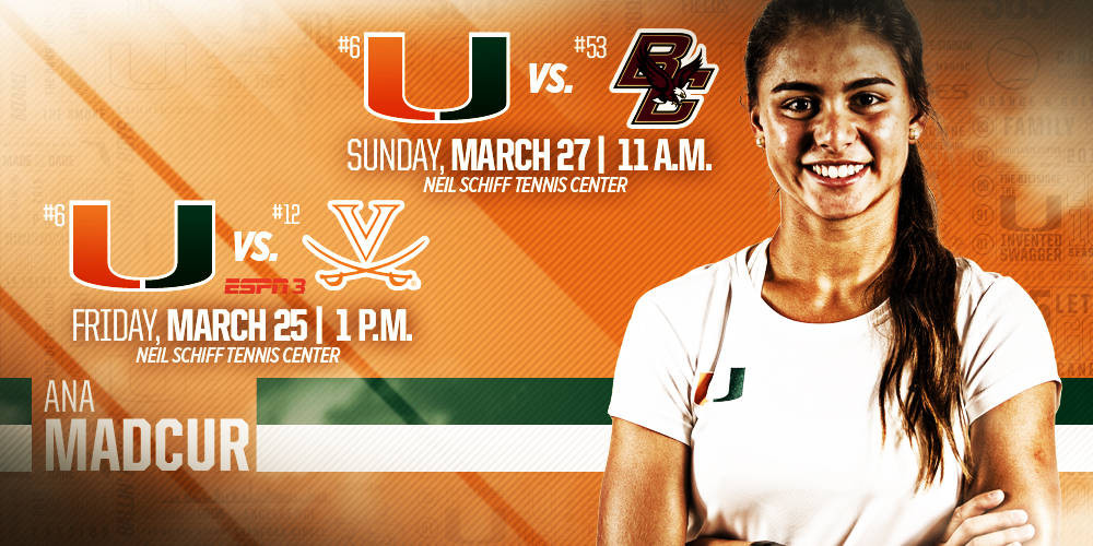 @CanesWTennis Set to Host No. 12 UVA, No. 53 BC