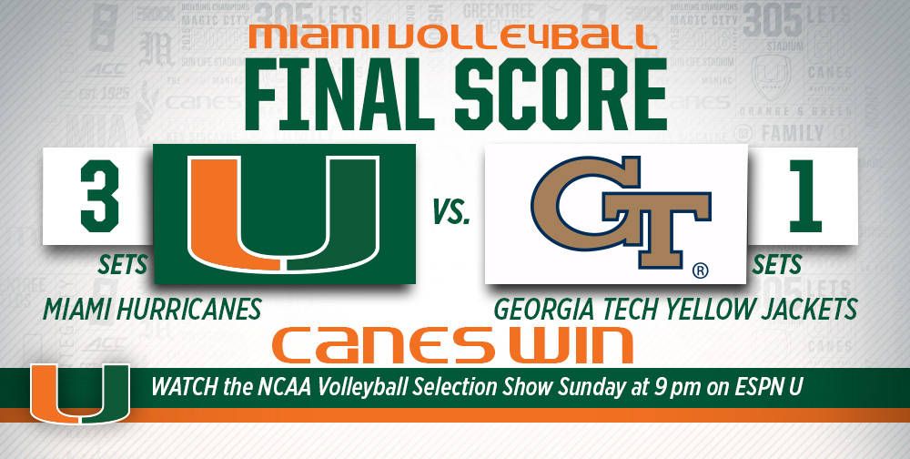 @CanesVB Wins at GT to Close ACC Play