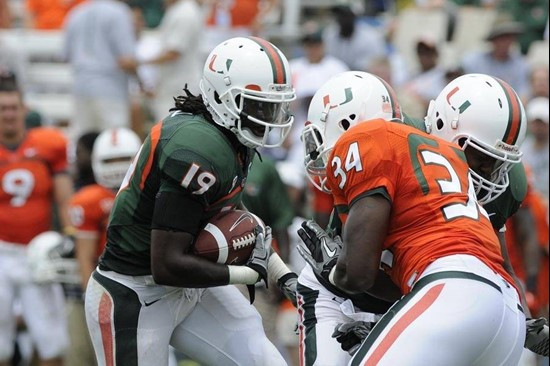 Darrion Hall at the 2011 Miami Hurricanes Spring Football Game @ Lockhart Stadium