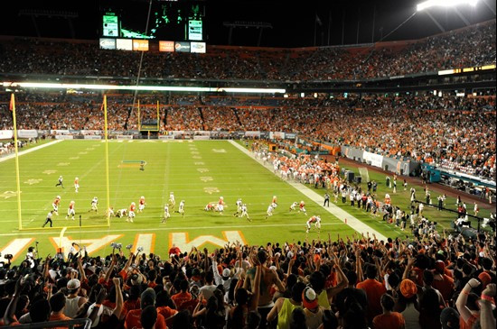 The University of Miami plays against their ACC rival Florida State Seminoles in a game at Sun Life Stadium on October 20, 2012. Photo by Steven...
