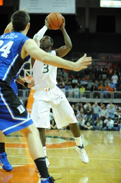 University of Miami Hurricanes guard, Malcolm Grant #3, and the Canes play host to the Duke Blue Devils at the BankUnited Center on February 13, 2011....
