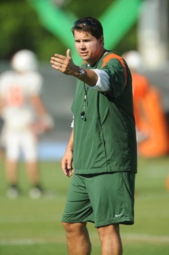 University of Miami Head Coach Al Golden during a spring practice at Greentree Practice Fields on March 26, 2011.  Photos by Steven Murphy/SPN