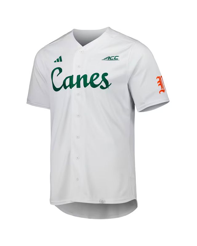 adidas White Miami Hurricanes Team Baseball Jersey