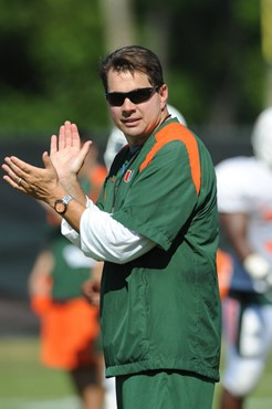 University of Miami Head Coach Al Golden during a spring practice at Greentree Practice Fields on March 26, 2011.  Photos by Steven Murphy/SPN