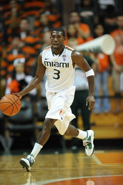 University of Miami Hurricanes guard, Malcolm Grant #3 and the Canes play host to the Virginia Cavaliers at the BankUnited Center on February 5, 2011....