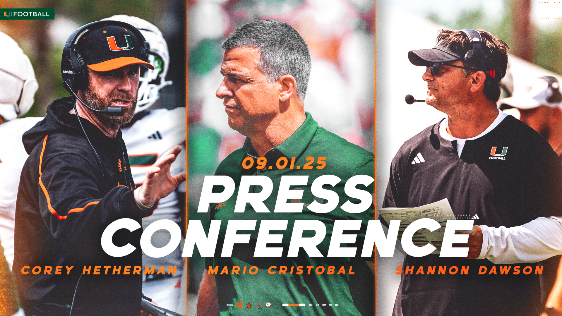 Miami Hurricanes Football Weekly Media Availability | 3:15 PM | 09.01.25