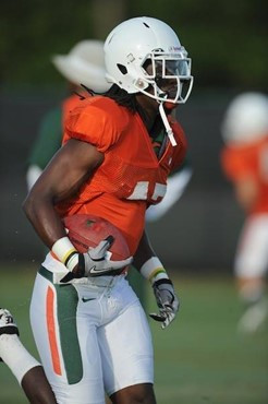 University of Miami Hurricanes LaRon Byrd #47 at Greentree practice fields training for the upcoming 2010 season. The practice was open for Season...