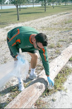 UM Staff, Coaches & Student Athletes volunteer at Amelia Earhart Park Community Service Project.