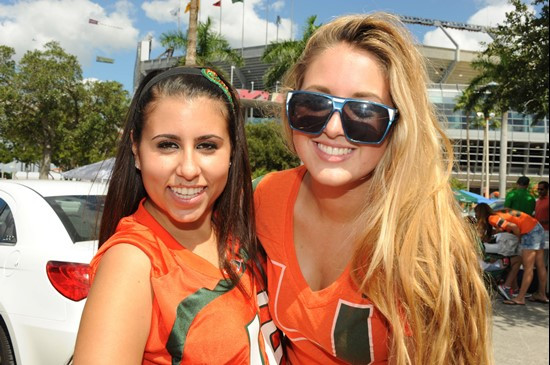 University of Miami Hurricane fans enjoy tailgating before a game against the Georgia Tech Yellow Jackets at Sun Life Stadium on October 22, 2011. ...