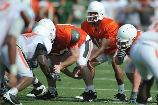 University of Miami Hurricanes players Alonzo Highsmith #11 at Greentree practice fields training for the upcoming 2010 season. The practice was open...