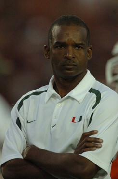 University of Miami Hurricanes head coach Randy Shannon in a game against the Texas A&M Aggies at the Orange Bowl on September 20, 2007. The...