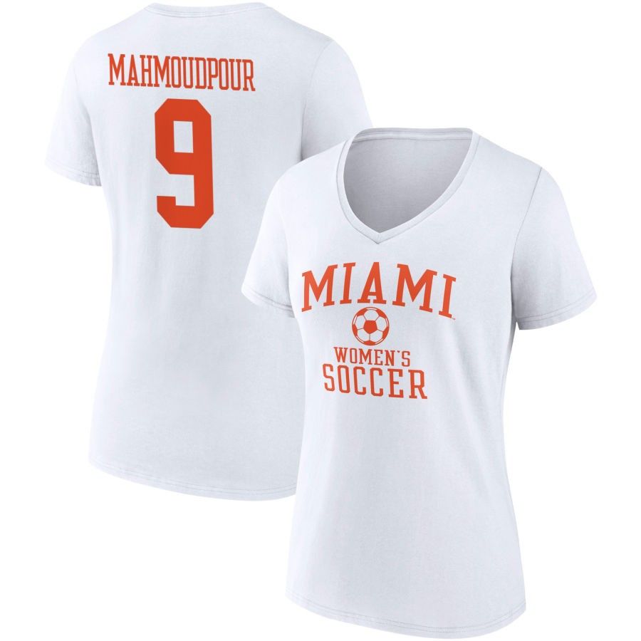 Women's Fanatics Branded White Miami Hurricanes Women's Soccer Pick-A-Player NIL Gameday Tradition V-Neck T-Shirt