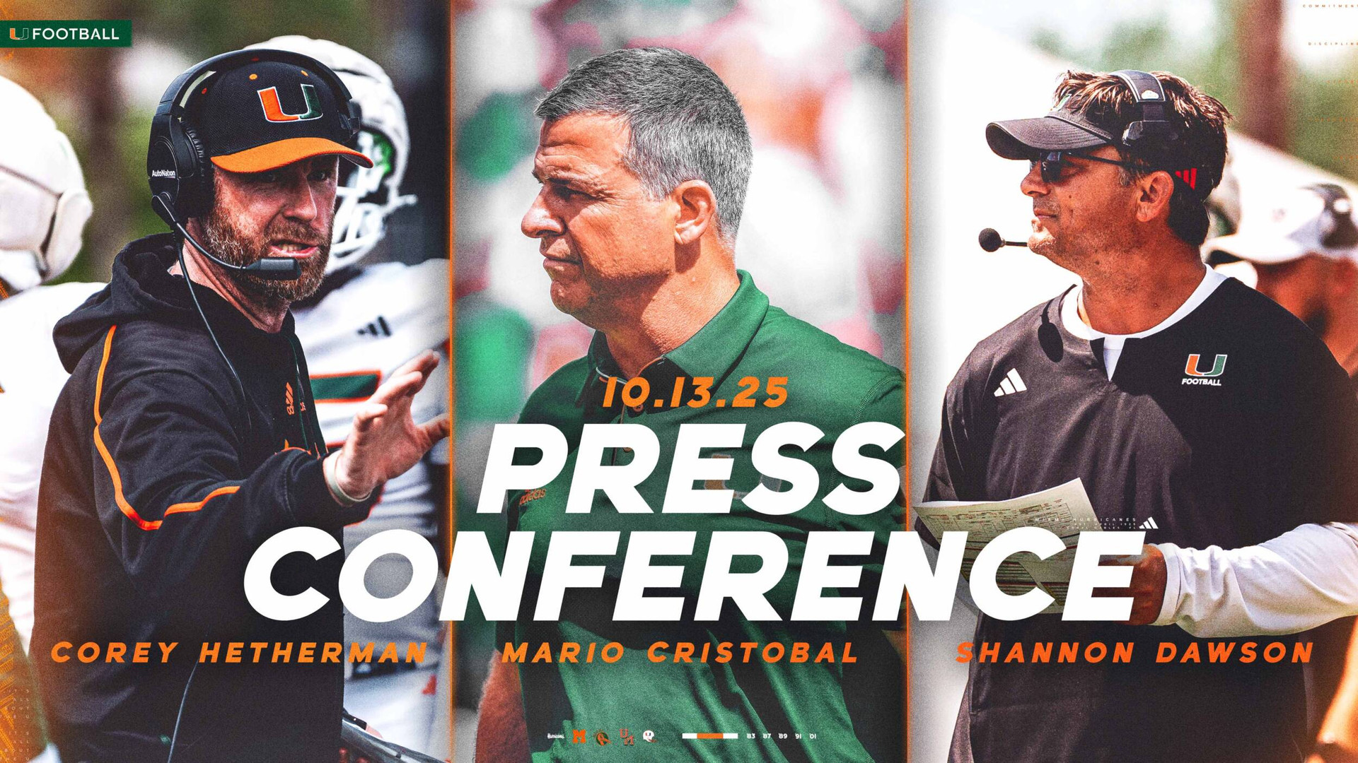 Miami Hurricanes Football Weekly Media Availability | 3:00 PM | 10.13.25