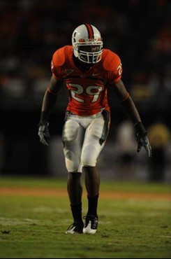 University of Miami Hurricanes defensive back JoJo Nicolas #29 plays in a game against Charleston Southern University in the Canes inaugural game at...